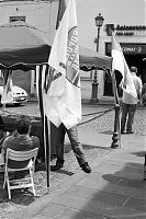 Man Behind Political Party Flag